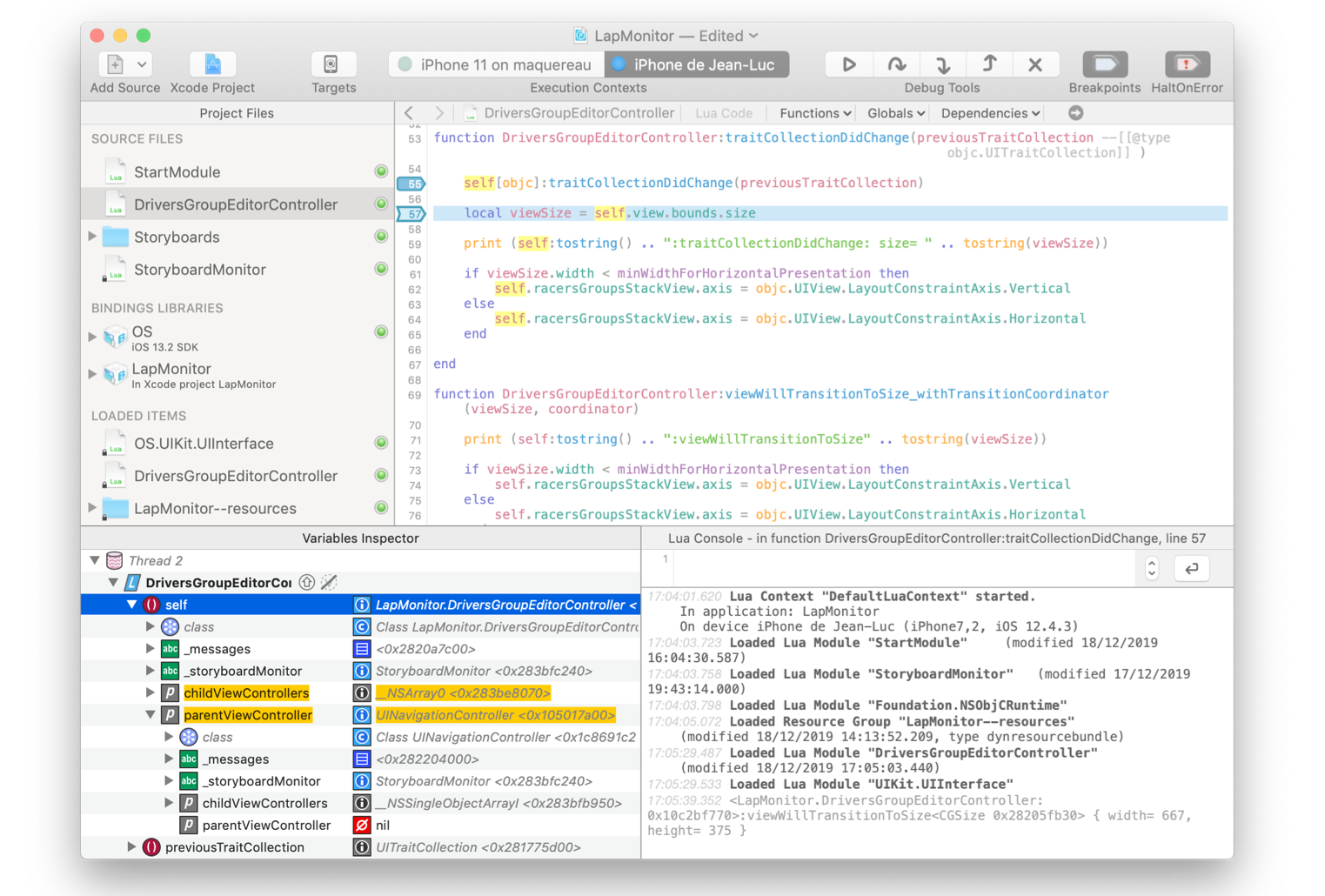 Bounces variables inspector