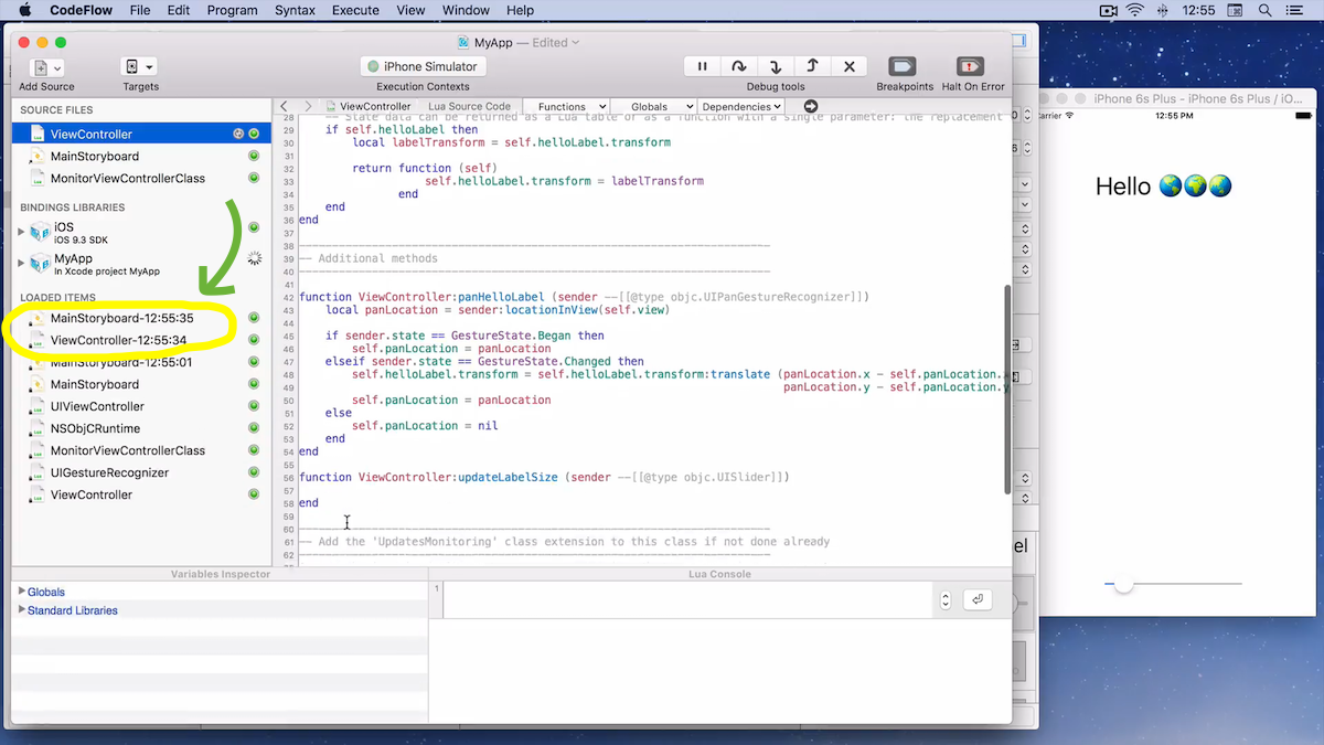 Storyboard updates referencing new actions are now coordinated with code updates.